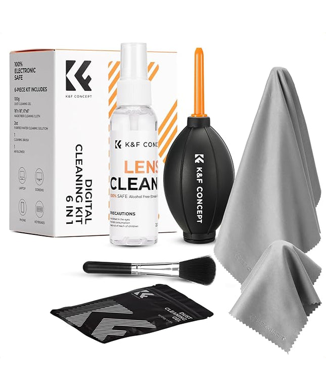 K&F CONCEPT 6-in-1 Laptop Computer Keyboard Cleaner - Screen Cleaning Kit All-in-One with Gel & Spray Solution for MacBook and Other Computers