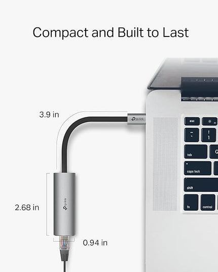 TP-Link USB C to Ethernet Adapter, 2.5 G Plug & Play Network Adapter | Type-C to RJ45 | Aluminum Alloy Case | Thunderbolt 4/3 Compatible for MacBook Pro/Air, iPad, iPhone 16 Pro/Max and More (UE302C)