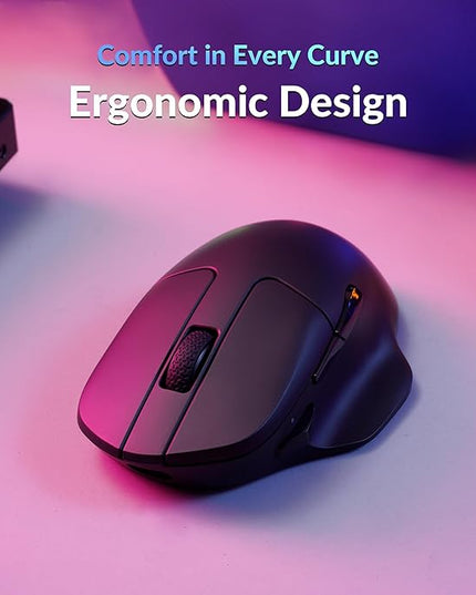 Keychron M7 8K Wireless Mouse, 30K DPI Optical Computer Mice, 2.4 GHz/Bluetooth/Wired with Macro Button 66g Lightweight Ergonomic, Up to 140 Hours Worktime for Laptop macOS/Windows - Black