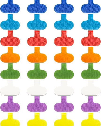 32 Pcs Cable Labels, Multi-Color Write On Cord Wire Label, Cable Tags for Electronics, Computers Cable Management and Identification, Assorted Colors, 1.2" x 0.63"