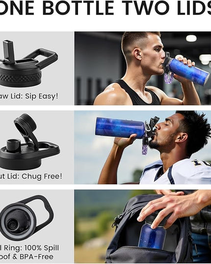 40oz Insulated Water Bottle, Triple Wall Vacuum Stainless Steel Water Bottles - Keeps Cold 48H, Reusable Metal water flask Jug for Gym, Sports, Camping, Hiking,Travel, Aurora-Purple