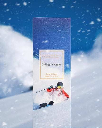 COCORRÍNA Reed Diffuser - Skiing in Aspen Reed Diffuser Set with 8 Sticks & Preserved Baby's Breath, Reed Diffuser for Home Bathroom Shelf Decor