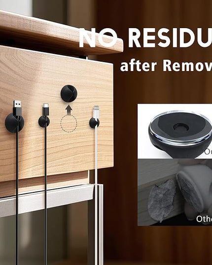 Black Cable Clips 9 PCS, Adhesive Cable Organizer Phone Charging Cord Holder, Wire Organizer for Desk