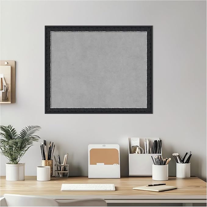 Amanti Art Black Framed Magnetic Board 18x22 Small Vision Board for use with Magnets, 100% Metal Sheet to Display Items as Office Decor or for Home Organization in mudroom, Kitchen or Kids Room
