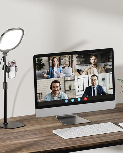 Zoom Lighting for Computer, Adjustable Desk Lighting for Video Calls, 30 Light Modes Video Conference Light, Desk Ring Light with Stand for Webcam, Meetings, Live Stream, Home Office. CRI 97.8