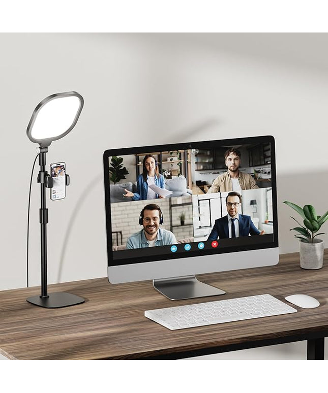 Zoom Lighting for Computer, Adjustable Desk Lighting for Video Calls, 30 Light Modes Video Conference Light, Desk Ring Light with Stand for Webcam, Meetings, Live Stream, Home Office. CRI 97.8