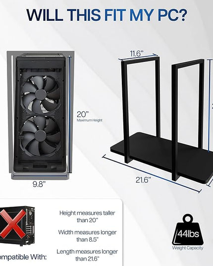 VIVO Heavy Duty Under-Desk PC Mount Shelf, Computer CPU Holder, Supports up to 44 lbs, Black, Mount-PCSF1