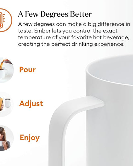 Ember Temperature Control Smart Mug 2, 10 Oz, App-Controlled Heated Coffee Mug with 80 Min Battery Life and Improved Design, White