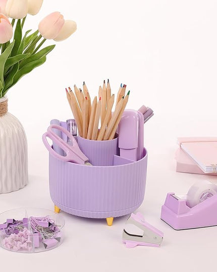 SKYDUE Purple Office Supplies Set, Purple Office Desk Accessories 10PCS, Pencil Holder for Desk, Stapler, Tape Dispenser, Scissors, Ruler, Binder/Paper Clips and 1000pcs Staples,Desk Supplies Set