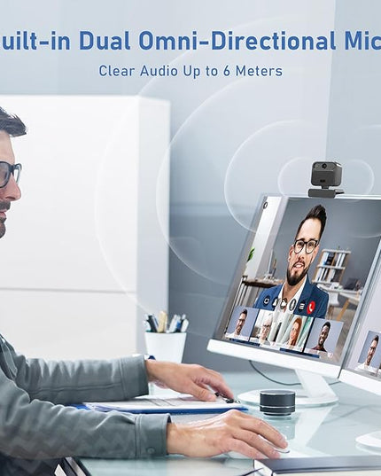 4K Webcam for PC, with 2 Microphone, 85° FOV Computer Cameras with Mirror & Flip Funtion, Remote, Precise Focus, Privacy Cover, Tripod, Webcam for PC, Great for for Computer/Zoom/Skype/Teams/Windows