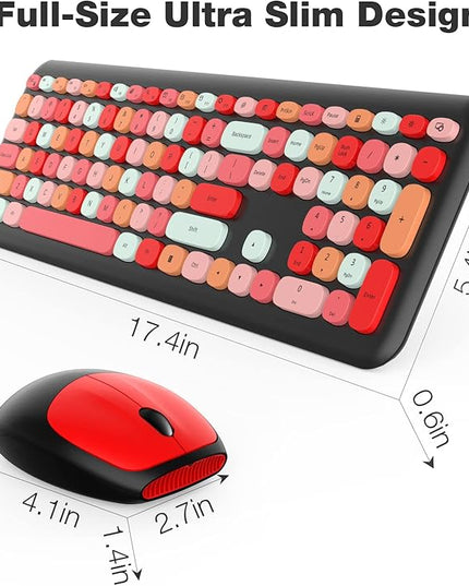 MOFII Wireless Keyboard and Mouse Combo Silent, Slim Compact 2.4G USB Full Size, Cute Keyboard 110 Keys for PC, Notebook, MacBook, Tablet, Laptop, Windows System
