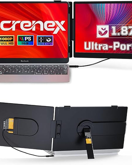 Laptop Screen Extender 0.27" Ultra-Thin, 14" FHD 1080P IPS Lightweight Dual Portable Monitor, USB-C/HDMI Plug & Play for 13-17" Laptops, Travel screen compatible with Windows/Mac/Chrome/Switch/Android