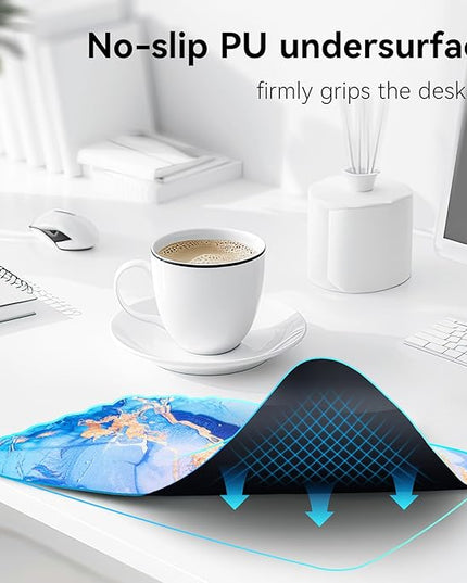 Ospelelf Mouse Pad with Wrist Rest Ergonomic Comfortable Pain Relief Mousepad Wrist Support for Computer Blue Marble