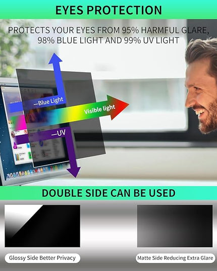 DEJIMAX 32 Inch Curved Computer Privacy Screen Filter for 16:9 Widescreen Computer Monitor Computer Screen Protector Computer Screen Privacy Shield Anti Glare and Blue Light
