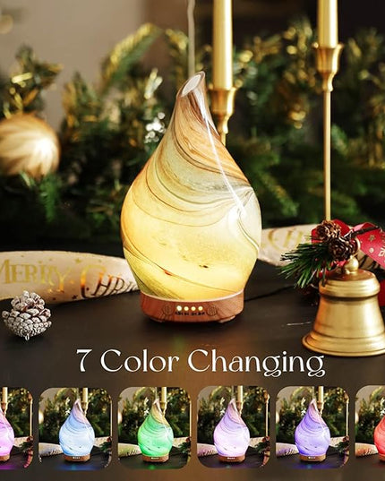 Porseme 150ml Glass Essential Oil Diffuser Aromatherapy Ultrasonic Cool Mist Humidifier 6 Running Hours Waterless Auto-Off Air Diffusers for Sleeping,Yoga,Office Working Spa and Rest (Deep Desert)