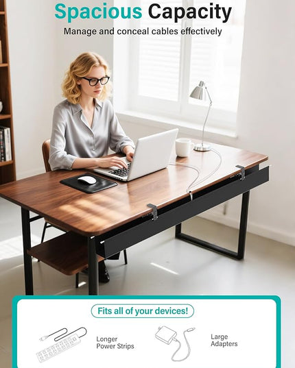 [Upgraded] 28.4" Under Desk Cable Management Tray, Orapoke Cable Management Under Desk No Drill, Large Fabric Cord Hider for Wire Organization, Cord Organizer Supports Up to 30lbs for Office, Home