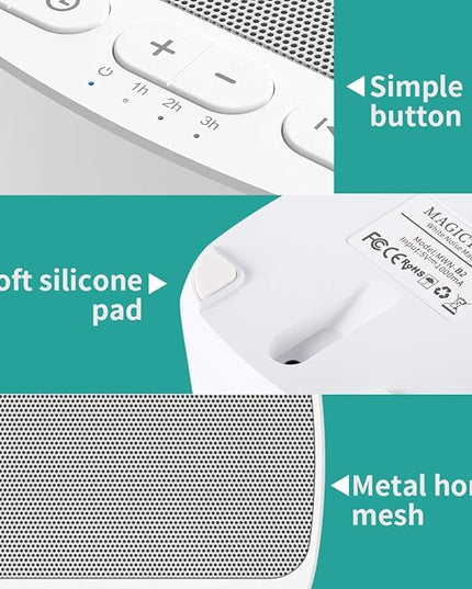 Magicteam Sleep Sound White Noise Machine with 40 Natural Soothing Sounds and Memory Function 32 Levels of Volume Powered by AC or USB and Sleep Timer Sound Therapy for Baby Kids Adults (B-White)
