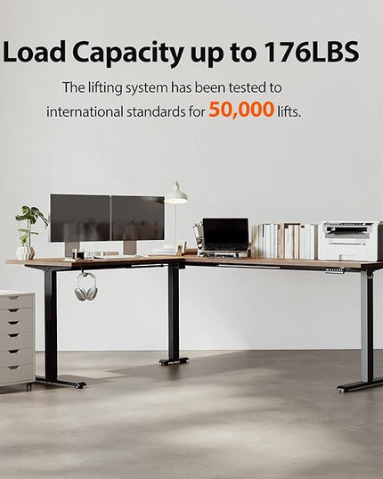 Agilestic L-Shaped Standing Desk Adjustable Height, Electric Corner Standing Desk, Sit Stand Up Desk, 75x61 inch Sit Stand Computer Table, Rustic Brown