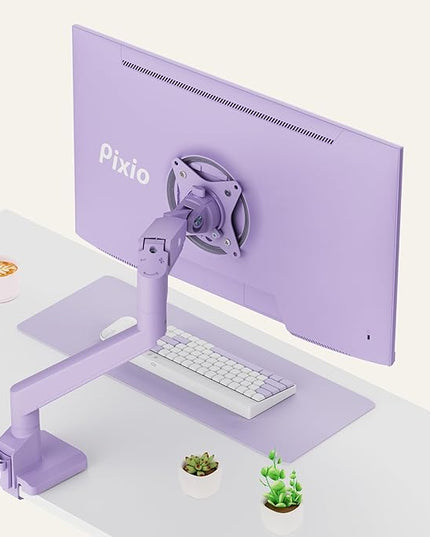 Pixio PS1S Wave Purple Single Monitor Arm Stand Desk Mount - Fits up to 32 inches Monitors and up to 19.8lbs. VESA Compatibility and Integrated Cable Management
