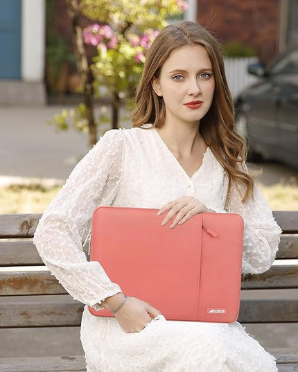 MOSISO Laptop Case 13.3 inch, 13-13.3 inch Laptop Sleeve Compatible with MacBook Air/Pro 13/Pro 14 M5 M4 M3 M2 M1, HP Dell ASUS Lenovo,Polyester Vertical Computer Sleeve Bag with Pocket, Coral