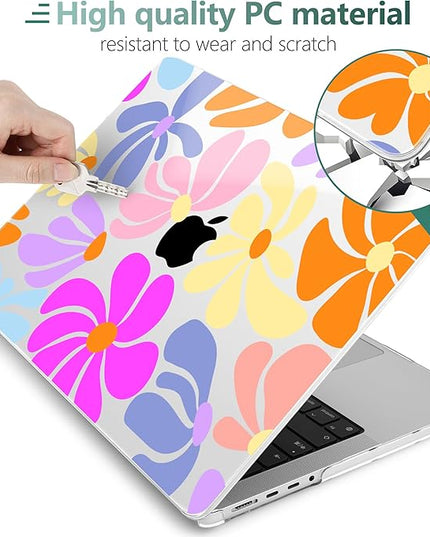 DONGKE Case for M5 MacBook Pro 14 inch 2025 2024-2021 M4 M3 M2 M1, Plastic Hard Shell Cover Compatible with A3434 A3112 A3401 A3185 A2992 A2779 A2442, Retina XDR Display & Touch ID, Power Florals