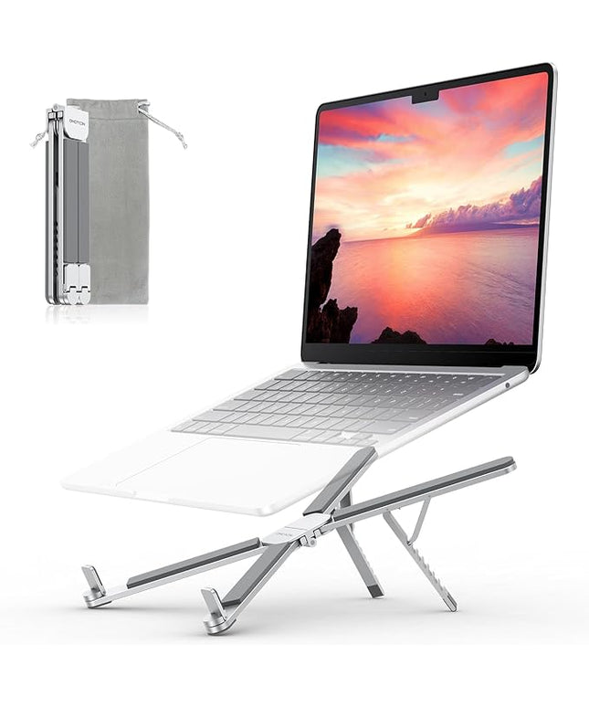 OMOTON Foldable & Portable Laptop Stand for Desk, [Ultra Lightweight] Tablet Stand for Desk and Travel, 6 Level Height Ergonomic Aluminum Computer Holder for 10-16" Laptops
