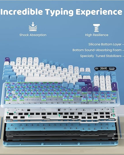 KZZI Z98 Wireless Mechanical Keyboard, Smart Display & Knob, BT5.0/2.4GHz/USB-C, Hot Swappable Custom Keyboard, Pre-lubed Linear Switches, Gasket Mount, RGB Creamy Gaming Keyboard