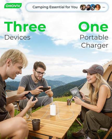Portable Charger 50000mAh Power Bank - 22.5W Fast Charging External Battery Pack,USB-C Portable Phone Charger for iPhone 17/16/15/14/13 Pro Android Samsung, for Travel Camping Essential-White