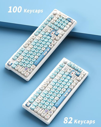 MOA Profile Keycaps - Cute Kitten Theme, PBT Key caps Dye-Sublimation, Custom 131 Keys Set for Cherry Gateron MX Switches Mechanical Keyboard