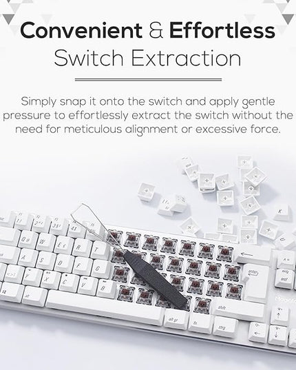 Qisan Stainless Steel Keycap Puller & Switch Puller for Mechanical Keyboards | Plastic Handle Key Cap Removal Tool for Gaming Keyboards | Professional Keyboard Maintenance Tool & Accessories - Black