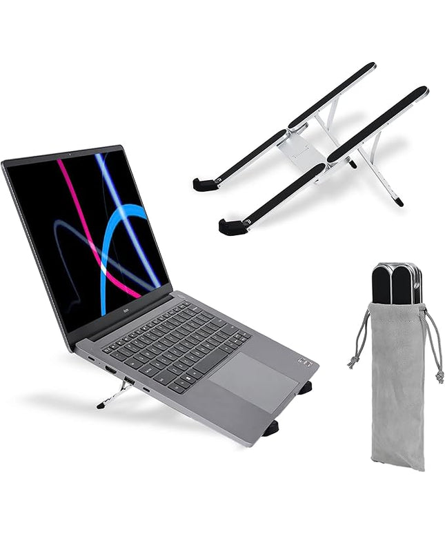 Portable Laptop Stand, Foldable Laptop Stand for Desk and Travel, Ergonomic 6-Level Angle Adjustable Computer Riser, Compact ABS Holder Compatible with All Lap Tops and iPad (10-15.6")