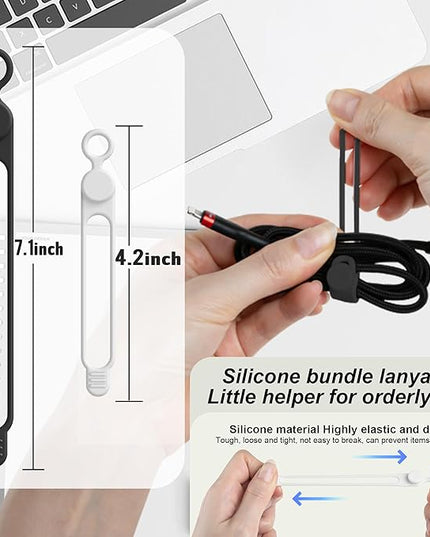 Nearockle Silicone Cable Ties Cord Organizer Cable Management, 16Pcs 4.2" and 7.1" Reusable Cable Organizer Electronic Accessories for Home, Office, Kitchen, School, Travel(Black&White)