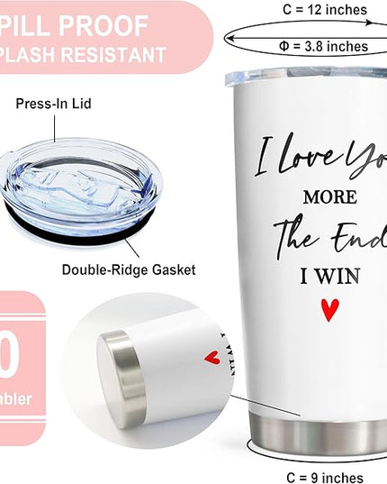 Valentines Day Anniversary Wedding Gifts for Women/Men Tumbler 20oz, Anniversary Wedding Gift for Couple, Gift for Girlfriend Wife, Wife Boyfriend Husband Birthday Gift Ideas, I Love You Gift
