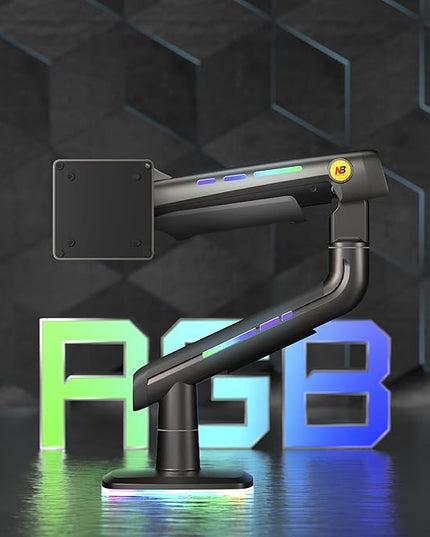 NB Gaming Monitor Arm or for 32 to 60 Inches Screen, Load up to 20 kg, VESA 75/100, RGB-Light, Heavy Duty, Multi Angle Adjustable, Premium Aluminum, Green