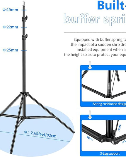 Neewer Photography Light Stand, 3-6.6ft/92-200cm Adjustable Sturdy Tripod Stand for Reflectors, Softboxes, Lights, Umbrellas, Load Capacity: 17.6lb/8kg