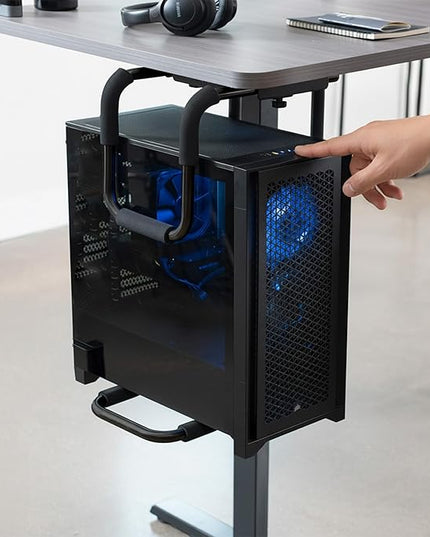 VIVO X-Large Heavy Duty Adjustable Under-Desk Mount, Home and Office Computer CPU Tower Stand with Secure Locking, Holds up to 66 lbs, Black, MOUNT-PC04B-L