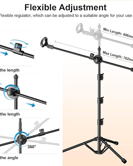 Mic Stand,6 In 1 Microphone Stand Floor Boom Mic Stand, Support Boom Gooseneck Mic Clips Tablet Phone Holder Any Combination With Mic Stand Bag