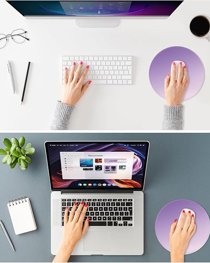 ITNRSIIET Mouse Pad Non-Slip Rubber Base Smooth Surface Stitched Edges Waterproof Durable Compatible with All Mice for Office & Gaming, Desk Accessory, Diameter 8.7 inch, Lavender Gradient