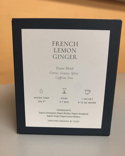 Art of Tea | French Lemon Ginger | 12 Count Eco Friendly Premium Quality Pyramid Tea Bags Sampler Box |Naturally Decaffeinated