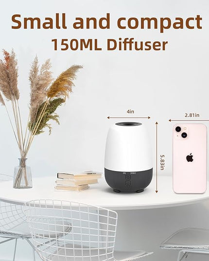 SEEDSEEL 150ML Rechargeable Battery Operated Essential Oil Diffuser, Portable Cordless Aromatherapy Diffuser,7-Hour Runtime with 7 LED Color Changing Lights