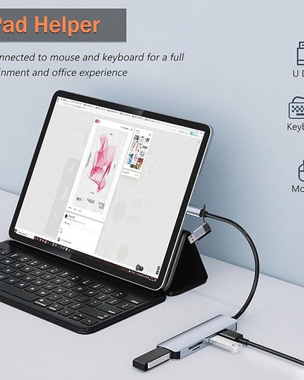 VIENON 5 in 1 Aluminum USB-C Hub with Memory Card Reader and 3 USB 3.0 Ports, for PC, Laptops, MacBook Pro/Air, iMac Pro, Surface and Tablet