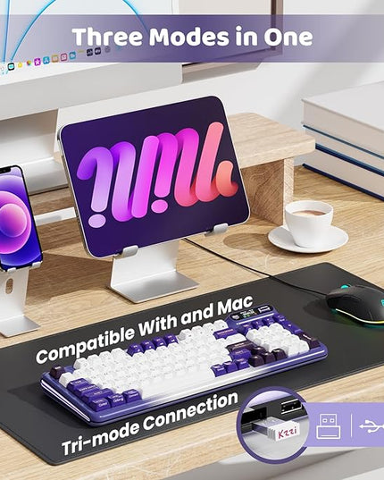 KZZI Z98 Creamy Keyboard, Wireless Mechanical Keyboard with Smart Display & Knob, Tri-Mode Connection
