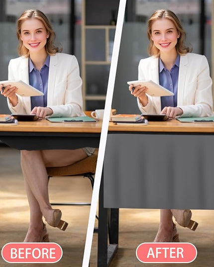 Icegrey 32" Under Desk Privacy Panel with Cable Management Organizer Net Self-Adhesive Modesty Panel for Cord Organizer Pockets and Desk Skirt for Home Office or Standing Workstation, Dark Grey