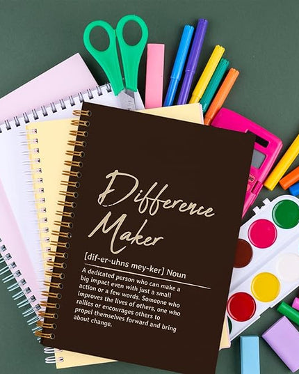 OXW Difference Maker Appreciation Gift, Meeting Notebook for Work, Thank You Gifts for Leader Mentor Manager Boss, Office Supplies Social Worker Notebook, Coffee Hardcover Spiral Notebook 5.5 x 8.3
