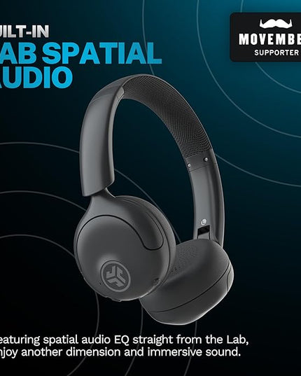 JLab Go Lux ANC Wireless Headphones, Graphite, Hybrid Active Noise Cancelling, Premium On-Ear Bluetooth Headset, Customizable Sound, Be Aware Mode, Cloud Foam Comfort, Multipoint Connection