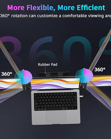 QQH 15.6" Laptop Screen Extender, 1080P Triple Portable Monitor for Laptop with Ultra-Slim IPS Display, USB-C Plug and Play Extended Screen Compatible with MacOS, Windows, Android for 12-16" Laptops
