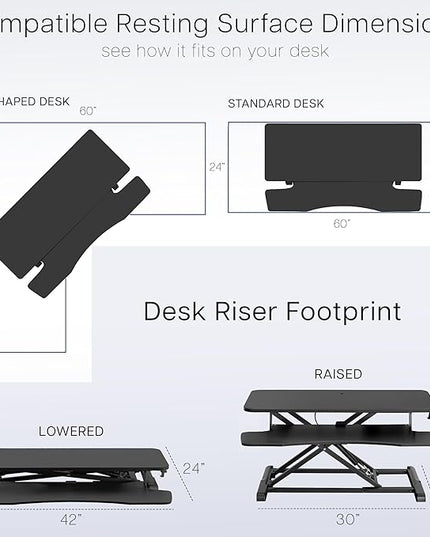 VIVO 42 inch Desk Converter, K Series, Height Adjustable Sit to Stand Riser, Dual Monitor and Laptop Workstation with Wide Keyboard Tray, Gray Top, Black Frame, DESK-V042KG