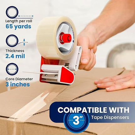 Lifetime Supplies 12 Rolls | 2.4 mil Clear | 65 Yards Each (780 Yards Total) | 2" Premium Packing Tape Heavy Duty Packaging Tape for Shipping Moving Stronger Thicker