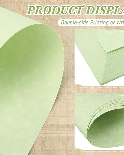 Epakh 200 Sheets Old Age Parchment Paper 8.5 x 11 Inch Standard Letter Vintage Colored Old Parchment Semblance Double Side Printing Paper (Green)