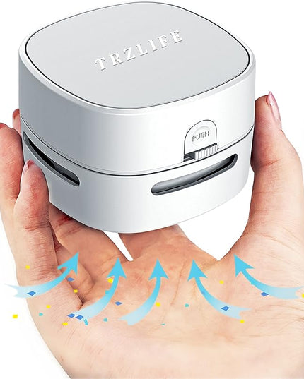 TRZLIFE Desk Vacuum Cleaner, Upgraded Mini Desktop Vacuum AA Battery More Durable Desk Accessory Sucks up Tiny Items and Crumbs from Desktop Drawer Countertop Ideal as a Valentine's Day Gift